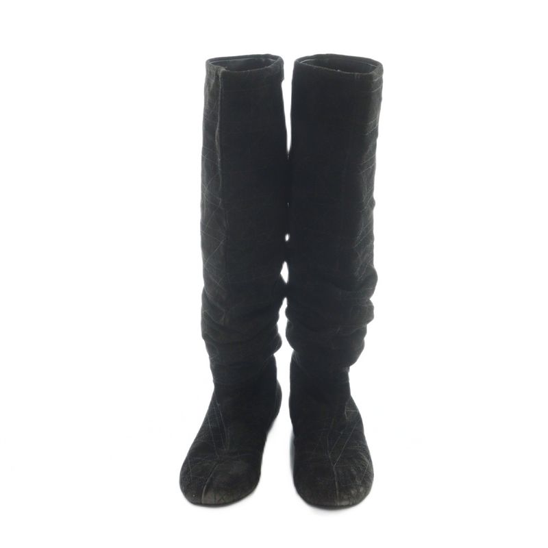 Dior Long Boots Suede Cannage D Logo Charm 37.5
