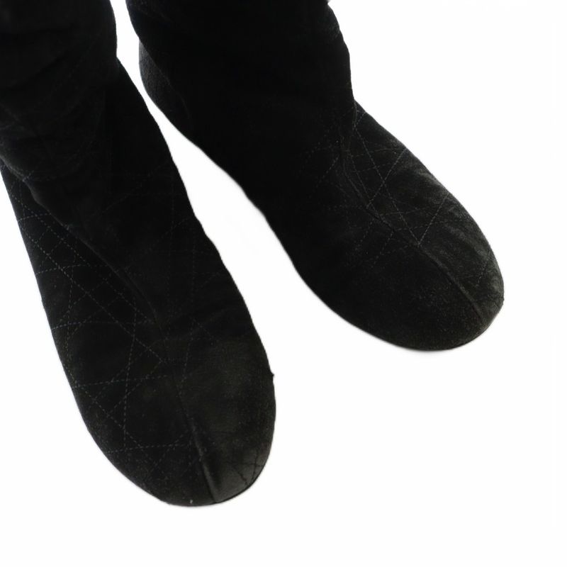 Dior Long Boots Suede Cannage D Logo Charm 37.5