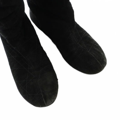 Dior Long Boots Suede Cannage D Logo Charm 37.5