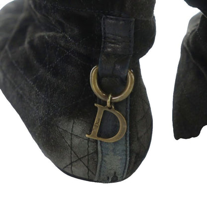 Dior Long Boots Suede Cannage D Logo Charm 37.5