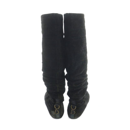 Dior Long Boots Suede Cannage D Logo Charm 37.5