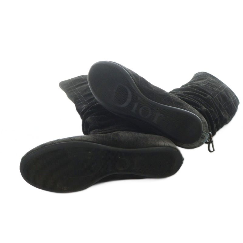 Dior Long Boots Suede Cannage D Logo Charm 37.5