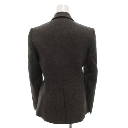 Balenciaga Double Breasted Jacket Terrace Leather Logo Button 36 Gray
