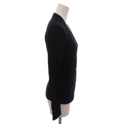 Celine Vintage Cardigan Knit Gold Button Wool Navy