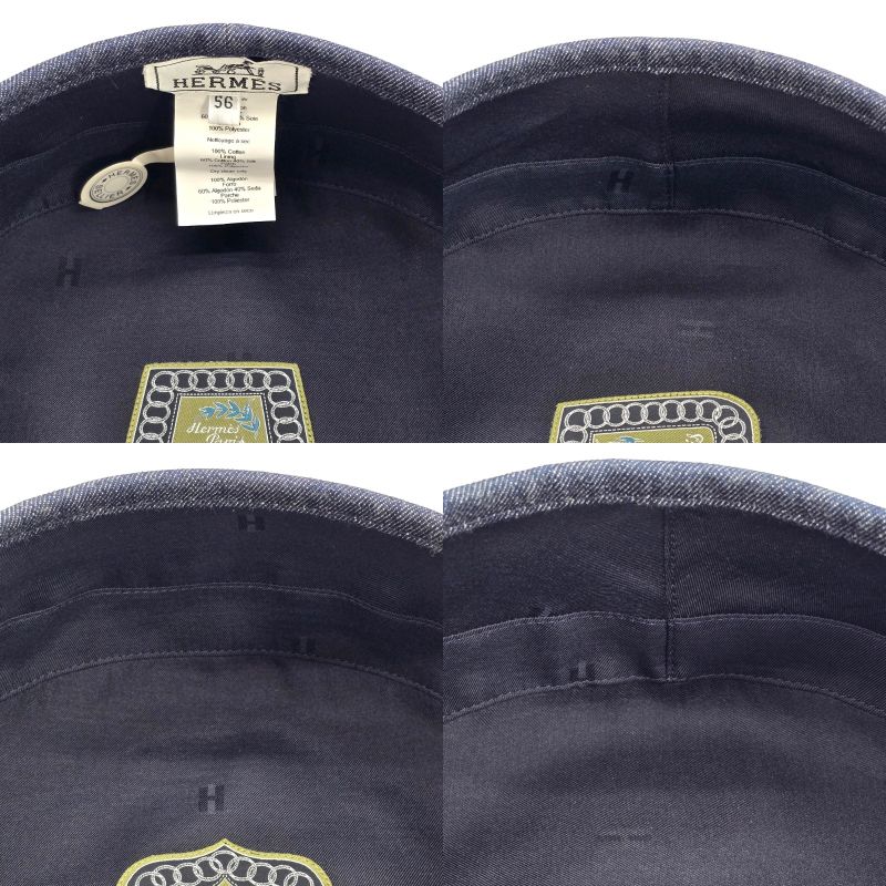 Hermes Beret Santo Honore Cap 56 Denim Button