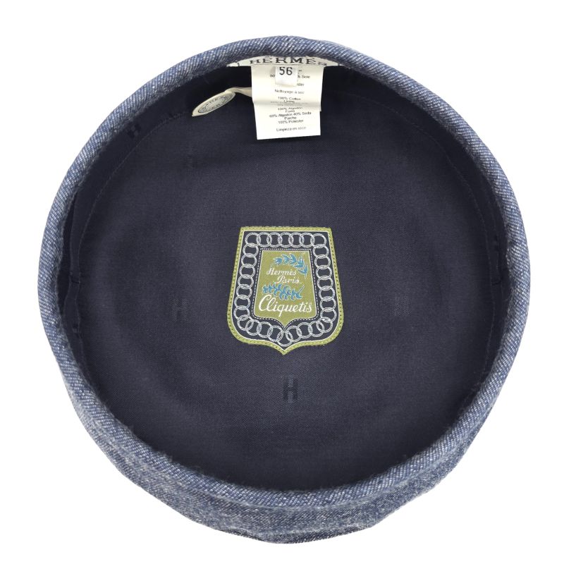 Hermes Beret Santo Honore Cap 56 Denim Button