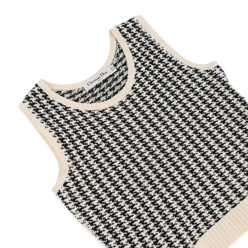 Dior Knit Houndstooth Twin Set Ensemble 34 Cardigan White Black