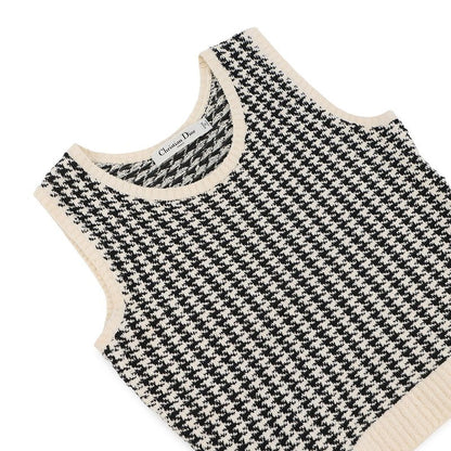 Dior Knit Houndstooth Twin Set Ensemble 34 Cardigan White Black