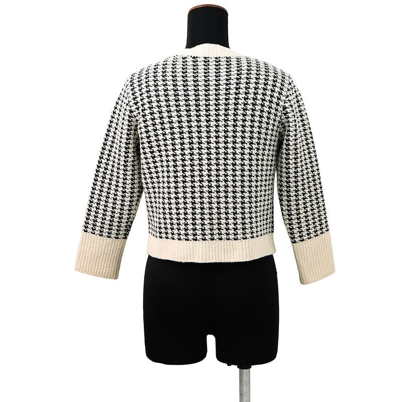 Dior Knit Houndstooth Twin Set Ensemble 34 Cardigan White Black