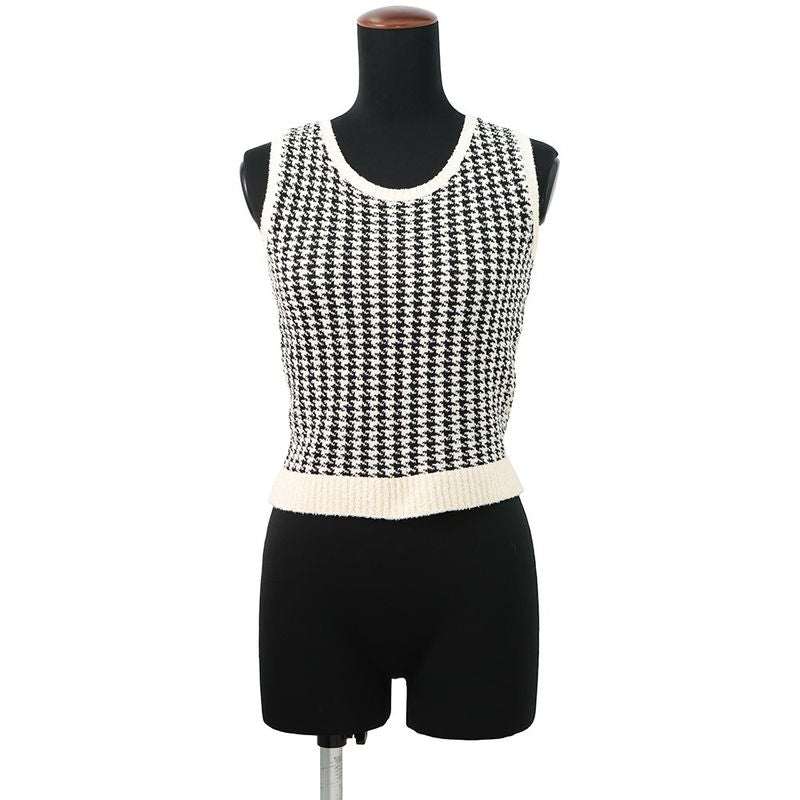Dior Knit Houndstooth Twin Set Ensemble 34 Cardigan White Black
