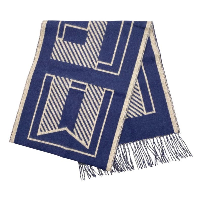 Hermes Scarf Eau Carre 03 Cashmere Beige Navy
