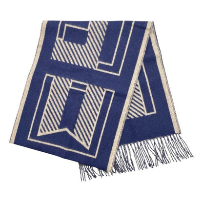 Hermes Scarf Eau Carre 03 Cashmere Beige Navy