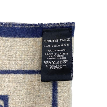 Hermes Scarf Eau Carre 03 Cashmere Beige Navy