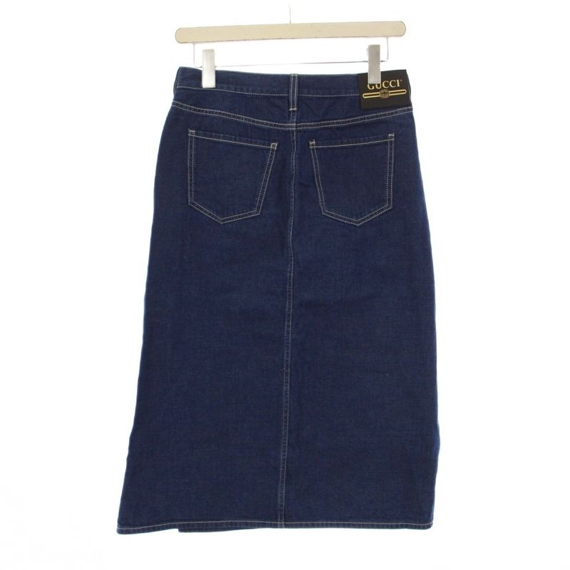 Gucci Denim Skirt Tight Long Side Slit 38 Blue