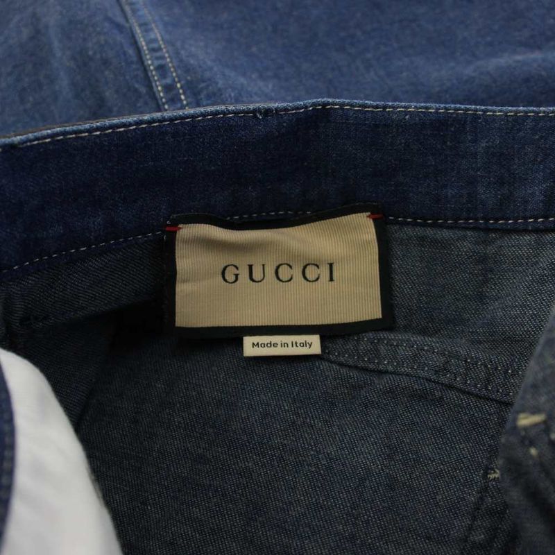 Gucci Denim Skirt Tight Long Side Slit 38 Blue