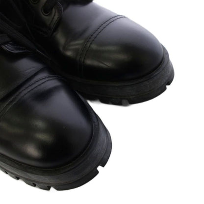 Prada Short Boots Side Zip Lace Up 35 Black