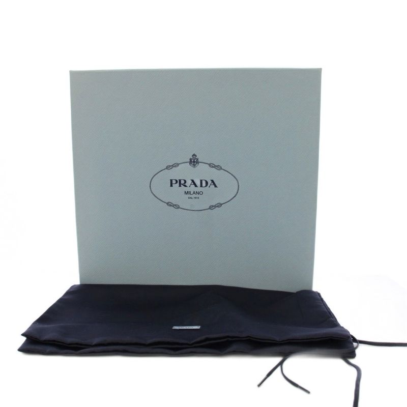 Prada Short Boots Side Zip Lace Up 35 Black