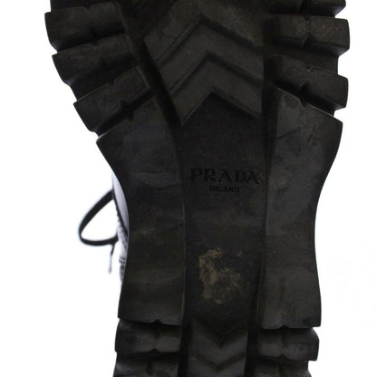 Prada Short Boots Side Zip Lace Up 35 Black