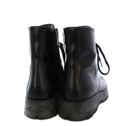 Prada Short Boots Side Zip Lace Up 35 Black