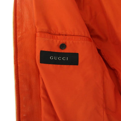 Gucci Era Single Rider Jacket Leather 46 Orange