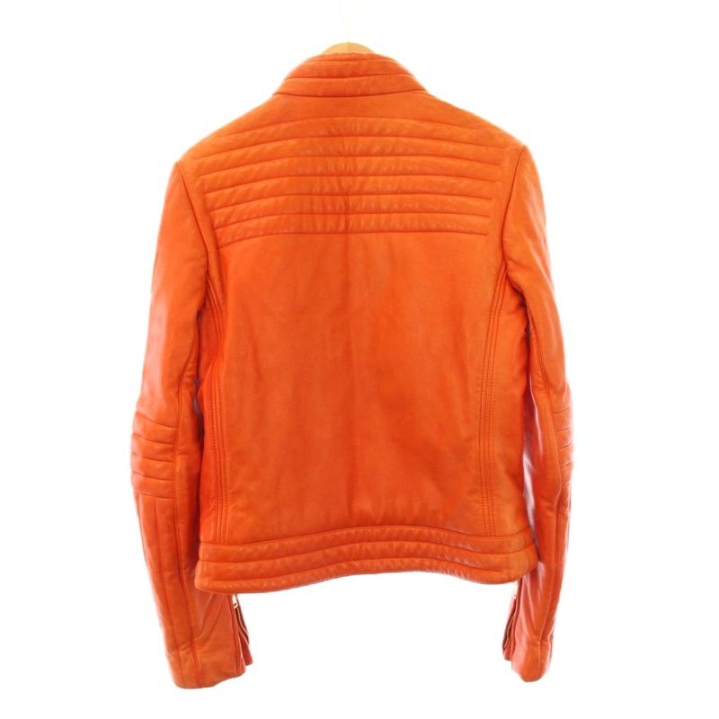 Gucci Era Single Rider Jacket Leather 46 Orange