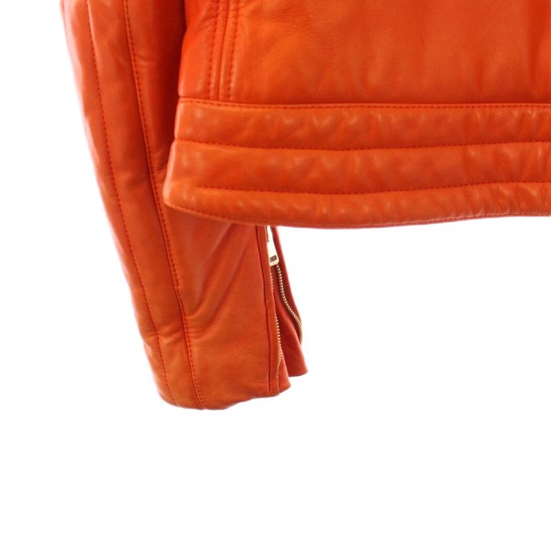 Gucci Era Single Rider Jacket Leather 46 Orange