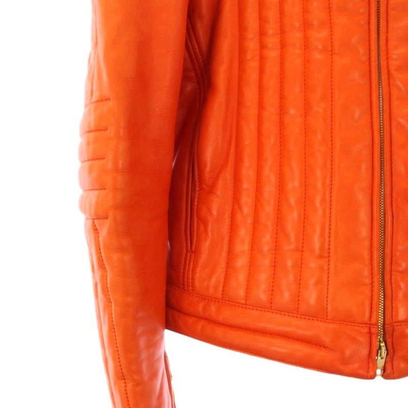 Gucci Era Single Rider Jacket Leather 46 Orange