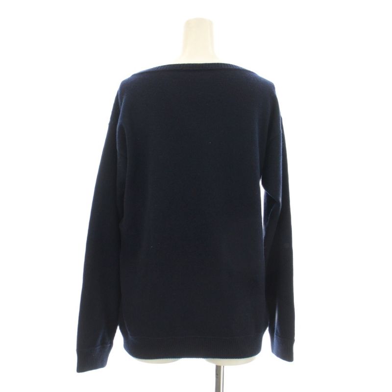 Chanel Knit Sweater Cashmere Lion Motif Embroidery CC Logo Long Sleeve 36