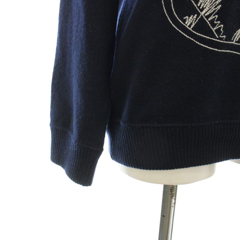 Chanel Knit Sweater Cashmere Lion Motif Embroidery CC Logo Long Sleeve 36