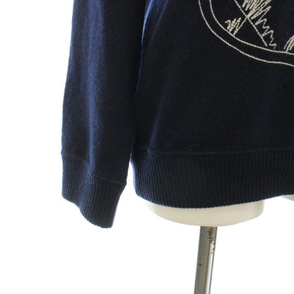 Chanel Knit Sweater Cashmere Lion Motif Embroidery CC Logo Long Sleeve 36