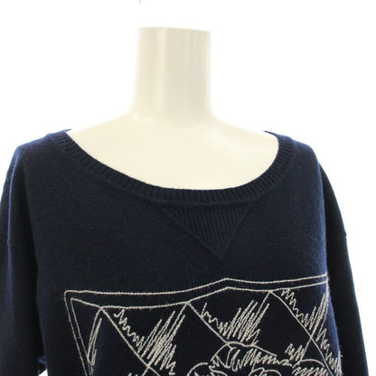 Chanel Knit Sweater Cashmere Lion Motif Embroidery CC Logo Long Sleeve 36