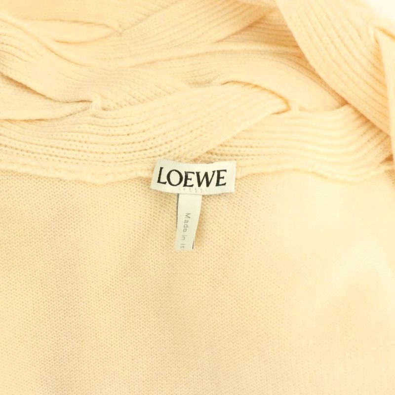 Loewe Wool Knit Cardigan S Yellow Beige