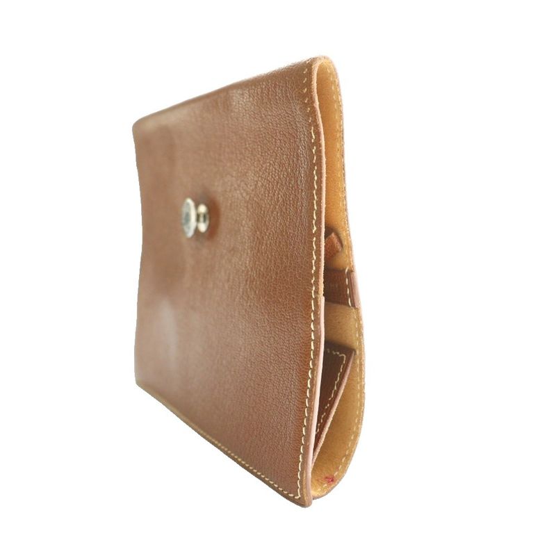Hermes Leather Book Cover with Button Brown SS OS