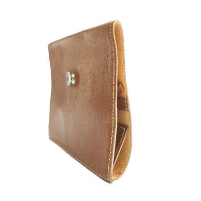 Hermes Leather Book Cover with Button Brown SS OS