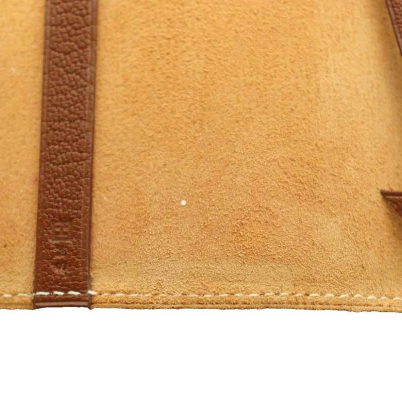 Hermes Leather Book Cover with Button Brown SS OS