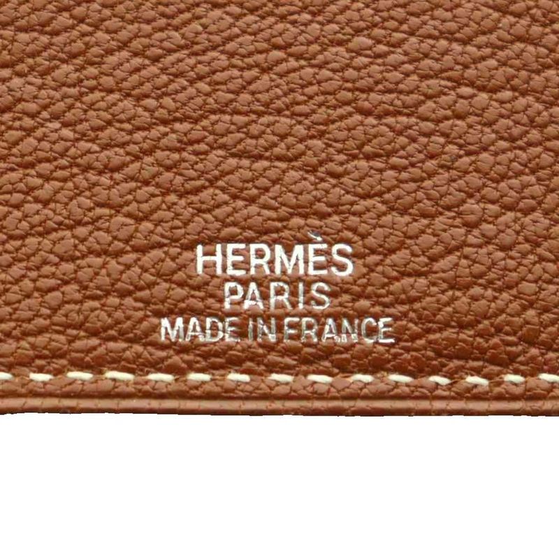 Hermes Leather Book Cover with Button Brown SS OS