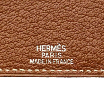 Hermes Leather Book Cover with Button Brown SS OS