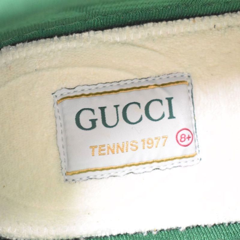Gucci Tennis GG Logo Sherry Line Houndstooth Knit Canvas Low Cut Sneakers