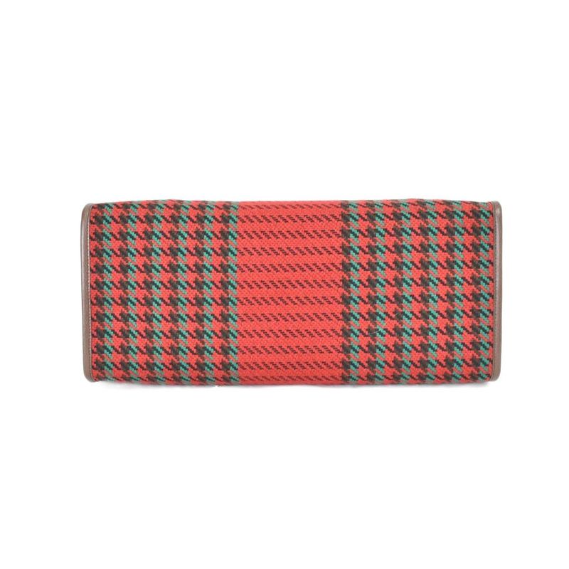 Gucci Interlocking Houndstooth Tweed Tote Shoulder Bag Red