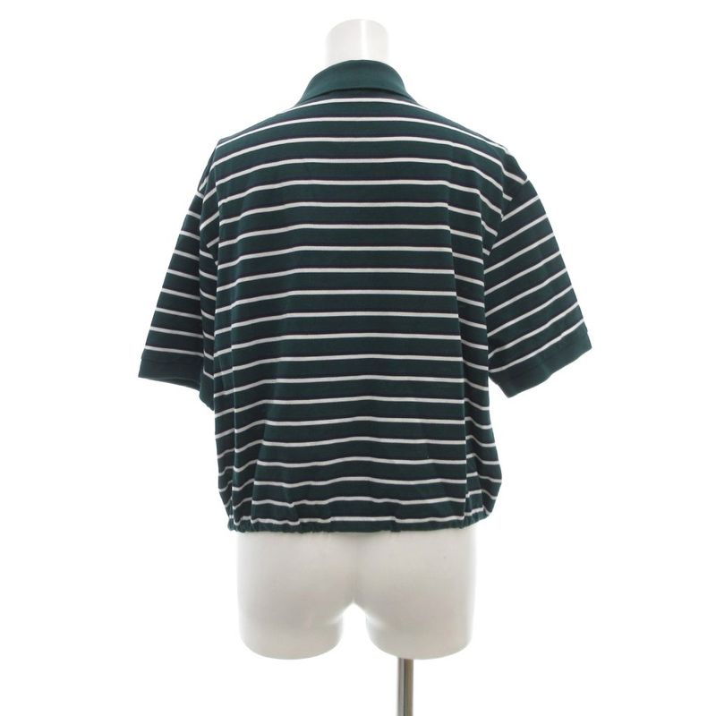 Prada Cropped Polo Shirt Cotton Pique Short Sleeve Border Triangle Logo Patch