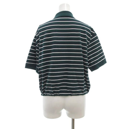 Prada Cropped Polo Shirt Cotton Pique Short Sleeve Border Triangle Logo Patch