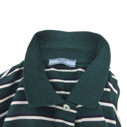 Prada Cropped Polo Shirt Cotton Pique Short Sleeve Border Triangle Logo Patch