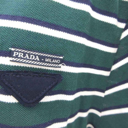 Prada Cropped Polo Shirt Cotton Pique Short Sleeve Border Triangle Logo Patch