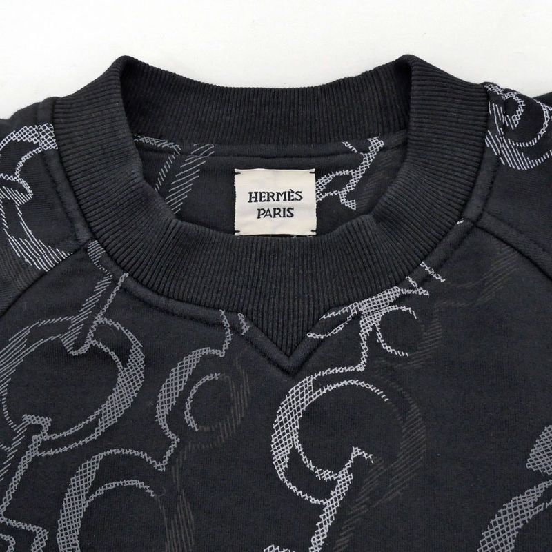 Hermes Sweatshirt Re Boucles Cotton Black 34 Long Sleeve Flat