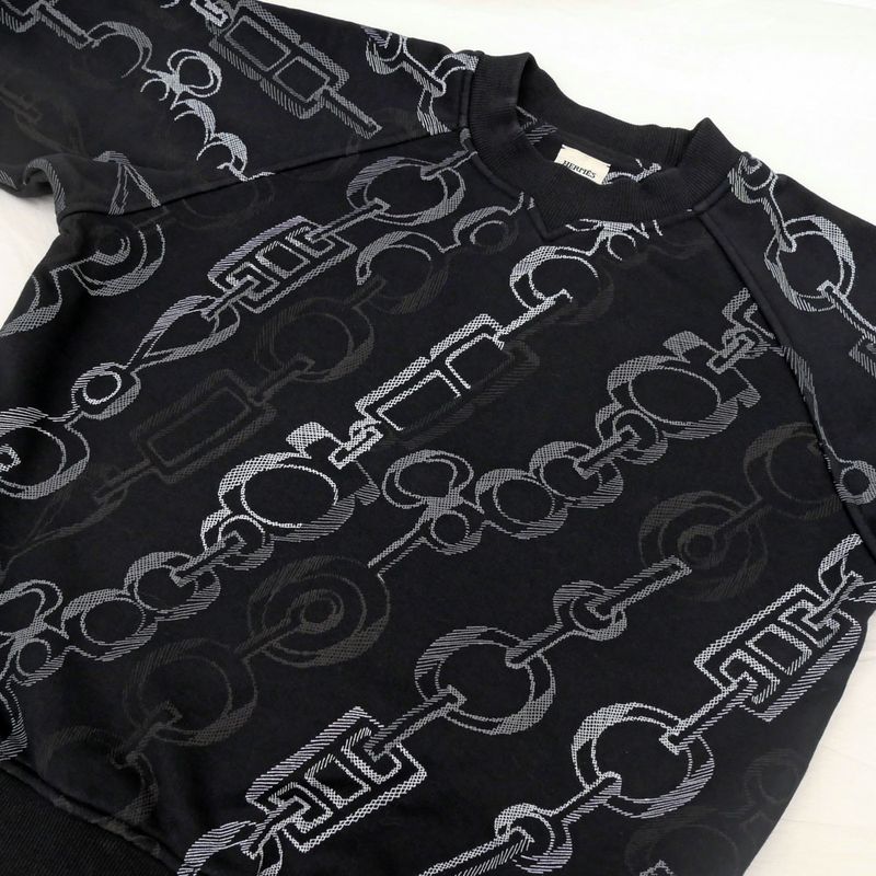 Hermes Sweatshirt Re Boucles Cotton Black 34 Long Sleeve Flat
