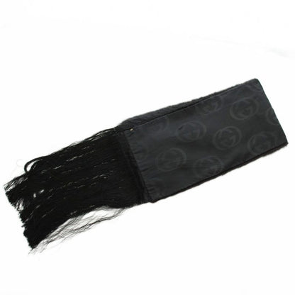 Gucci Tippet Scarf Shawl Fur Beaver Silk Fringe Black