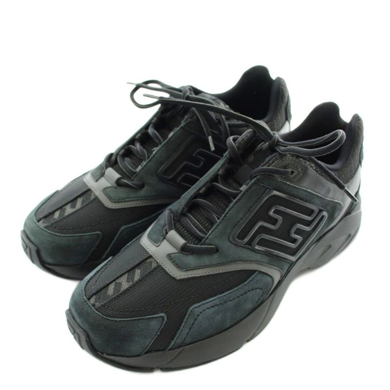 Fendi Faster Trainers Sneakers Leather Mesh Low Cut FF Logo 7