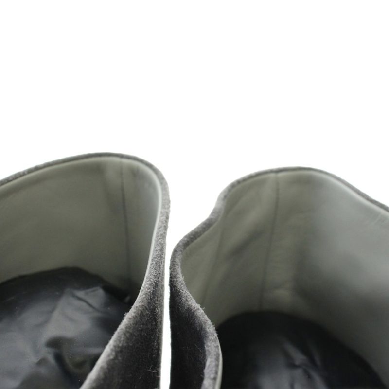 Chanel Long Boots Suede Round Toe Chunky Heel CC Logo 35.5