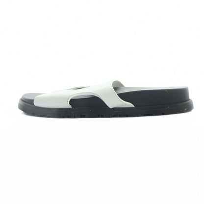 Hermes Edit Slide Sandals Flat Logo Leather 36 White Black