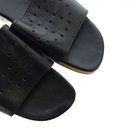 Hermes Evelyne Wood Sandals Mule Perforated Logo 36 Black
